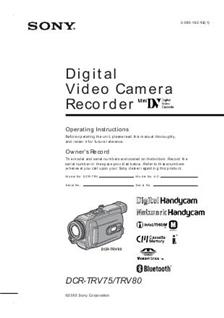 Sony DCR TRV 75 E manual. Camera Instructions.